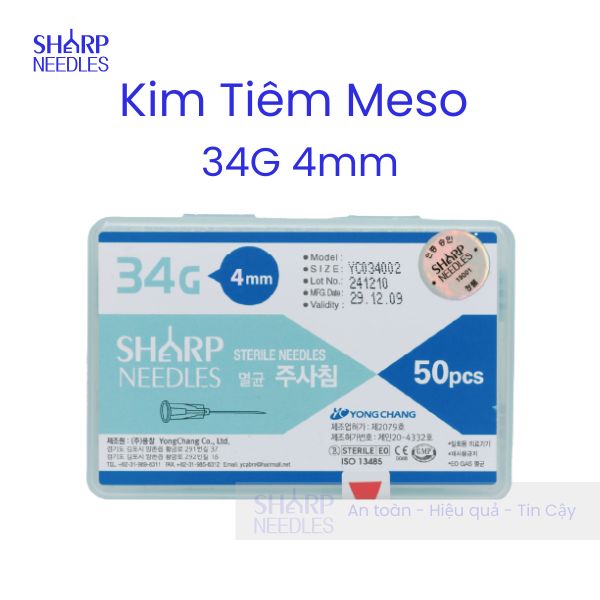 Kim Tiêm Meso 34G 4mm Sharp Needle (Hộp/ 50 cây) Kim Tiêm Meso 34G 4mm Sharp Needle (Hộp/ 50 cây)