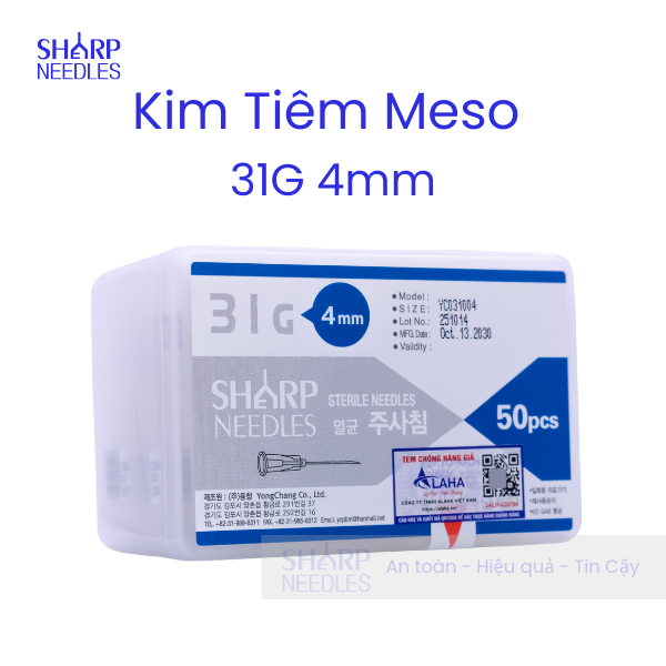 Kim Tiêm Meso 31G 4mm Sharp Needle (Hộp/ 50 cây) Kim Tiêm Meso 31G 4mm Sharp Needle (Hộp/ 50 cây)