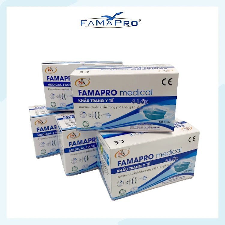 Khẩu trang y tế 4 lớp Famapro màu trắng