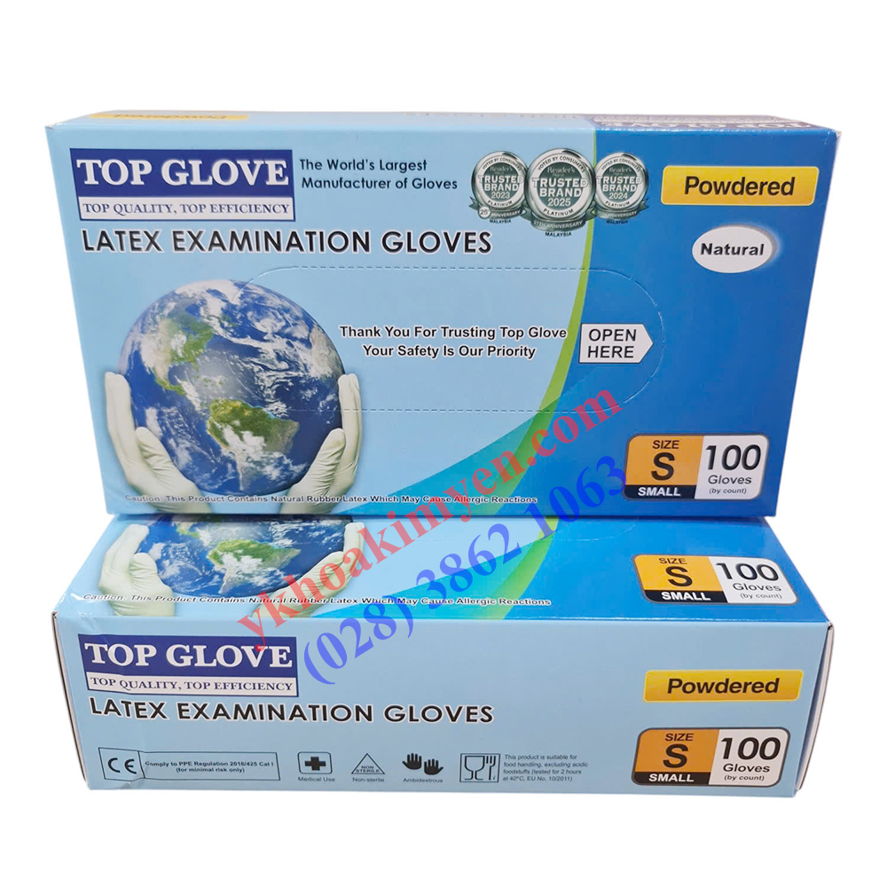 Găng tay Latex có bột Top Glove size S Găng tay Latex có bột Top Glove size S