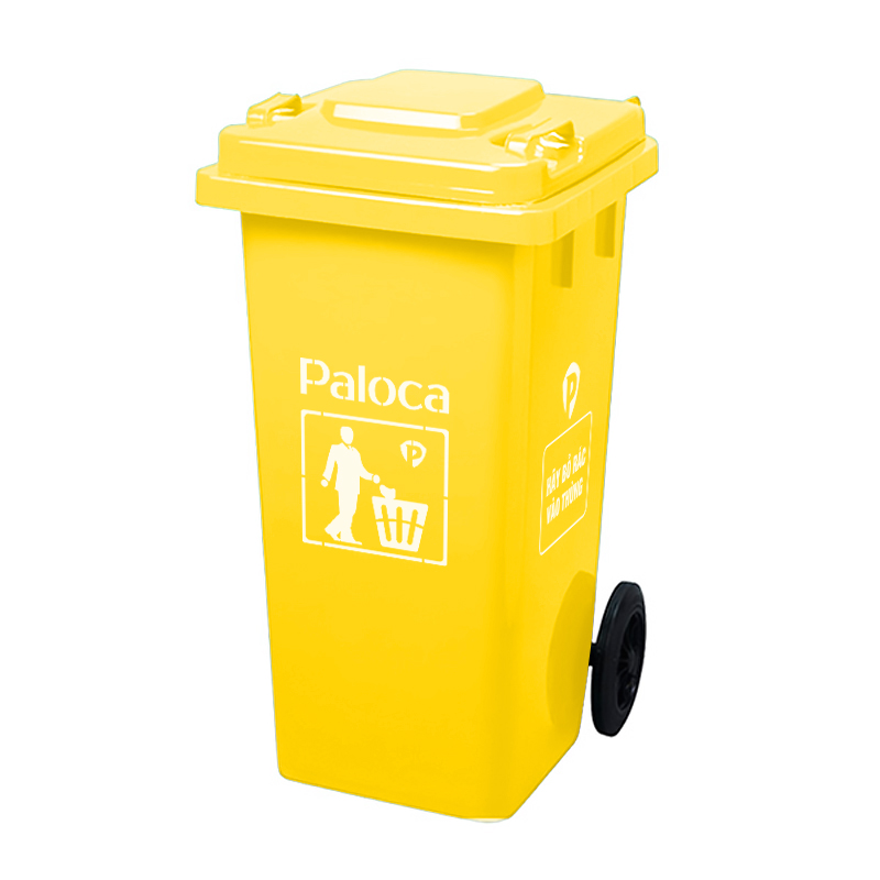 Thùng rác nhựa HDPE 120L màu vàng Thùng rác nhựa HDPE 120L màu vàng