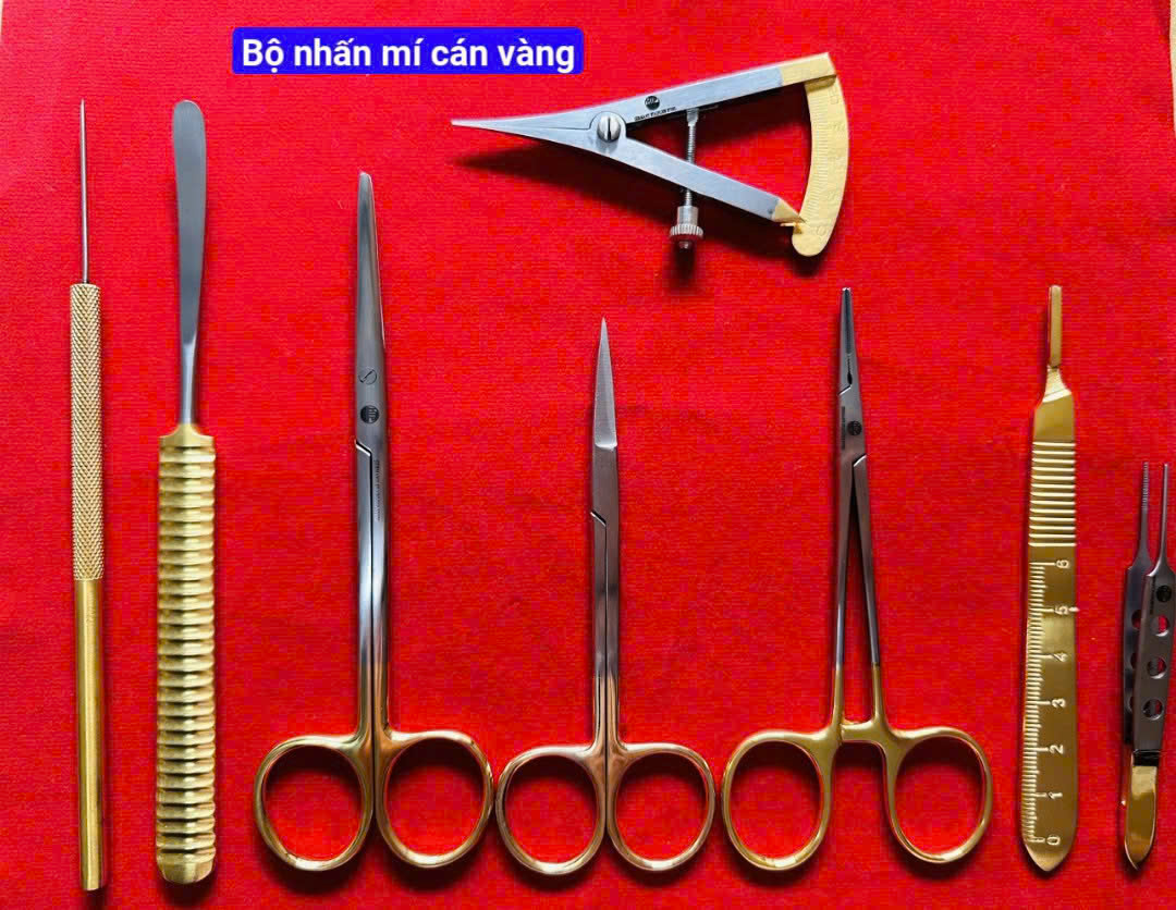 Bộ phẫu thuật nhấn mí 8 món cán vàng Bộ phẫu thuật nhấn mí 8 món cán vàng