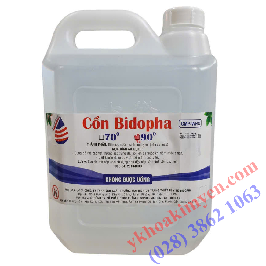 Cồn y tế 90 độ Bidophar Can 5 lít