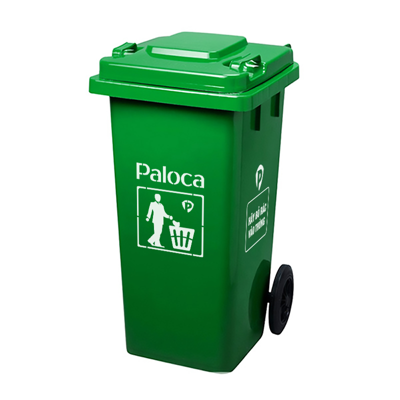 Thùng rác nhựa HDPE 120L màu xanh lá Thùng rác nhựa HDPE 120L màu xanh lá